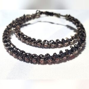 4 For $25 Black Hoop Earrings with Delicate Gems